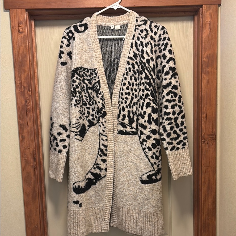 Leopard Print Open Front Cardigan